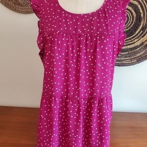 Maurices xl fuschia white polka-dot sleeveless blouse